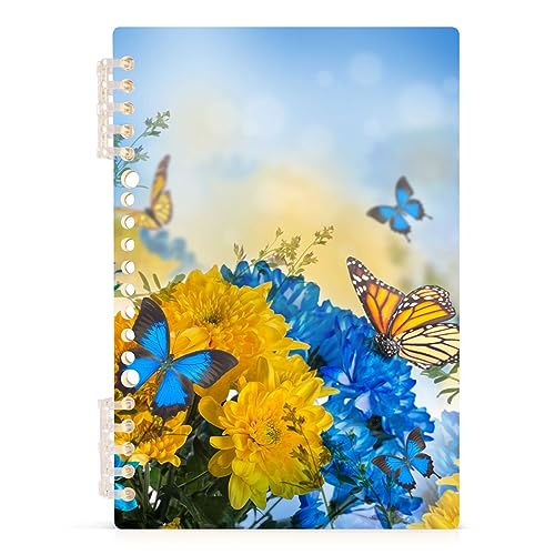 YOUJUNER Notizblock Gelber blauer Blumen-Schmetterling Spiralblock Notizbuch Notebook Journal, A5, 60 Blatt, 120 Seiten, 80 g Papier YOUJUNER Notizblock Gelber blauer Blumen-Schmetterling Spiralblock Notizbuch Notebook Journal, A5, 60 Blatt, 120 Seiten, 80 g Papier von YOUJUNER