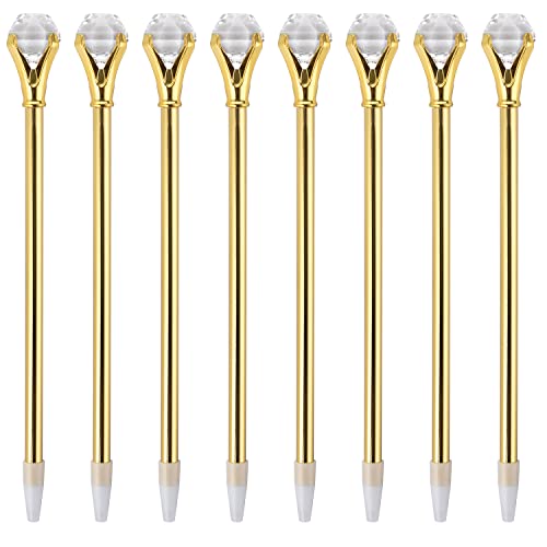 YOUKAI 8 Stück goldfarbene Diamant-Kugelschreiber mit schwarzer Tinte für Frauen und Mädchen (Gold) von YOUKAI