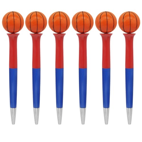 YOUKAI Fidget Kugelschreiber mit drehbarem Ball, für Stionerie und Sportplatz, 6 Stück (BASKETBALL) von YOUKAI