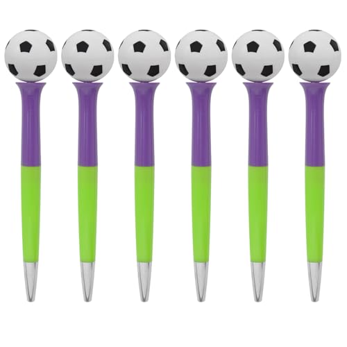 YOUKAI Fidget Kugelschreiber mit drehbarem Ball, für Stionerie und Sportplatz, 6 Stück (Fußball) von YOUKAI