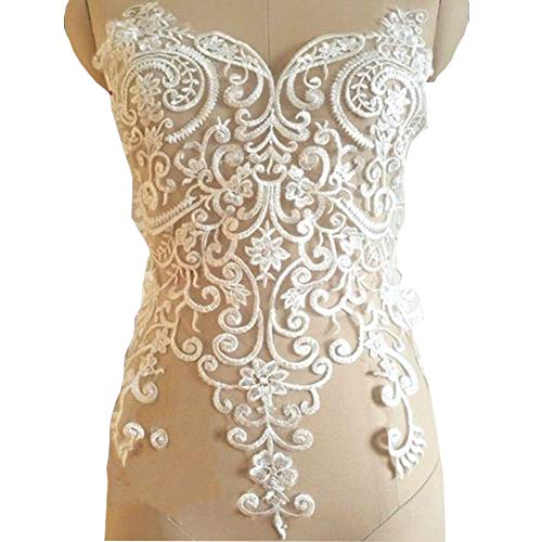 Elfenbein Stickerei Corded Lace Applique Patches Trim Hochzeit Brautkleid Motiv von YOUMU