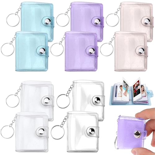 YOUNGSAY 10 Stk Mini Fotoalbum Schlüsselanhänger, 2 Zoll Tragbares Mini Schlüsselanhänger Fotoalbum mit 18 Taschen, DIY Schlüsselanhänger Fotoalbum für Aufzeichnen Gute Erinnerungen (5 Farben) von YOUNGSAY