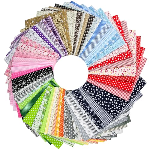 YOUNGSAY 56 Stück Patchwork Stoffe, 100% Baumwollstoff, 25 x 25 cm Bunt Muster Stoffe zum Nähen für Kleidung Vorhänge Bettwäsche DIY Basteln von YOUNGSAY