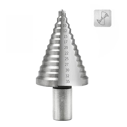 Stufenbohrer, HSS-Stufenbohrer für mehrere Löcher, Kegelbohrer, abgestufte Bits, 13 Schrittgrößen von 5–35 mm, Lochexpander für Holz und Metall Stufenbohrer, HSS-Stufenbohrer für mehrere Löcher, Kegelbohrer, abgestufte Bits, 13 Schrittgrößen von 5–35 mm, Lochexpander für Holz und Metall von YOUNIEYO