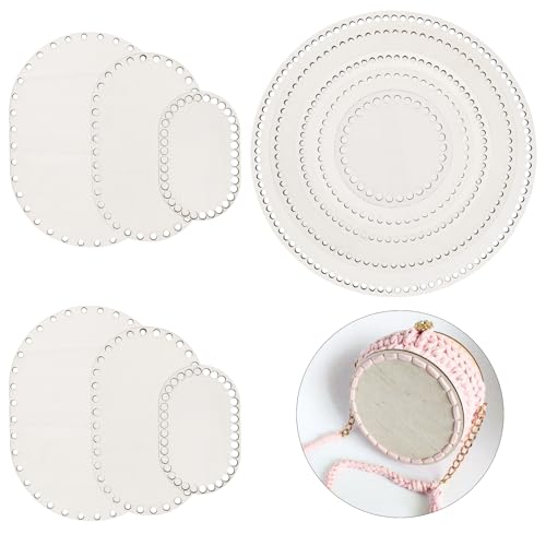 11 Stück 2,8 MM Dick Korbboden Zum Häkeln，Rund und oval Rattan Korb Flechten Set Für Die DIY, Flechten Korbflechten Mit 6 MM Vorgebohrten Löchern Für Die holzboden für häkelkorb von YOUNTHYE