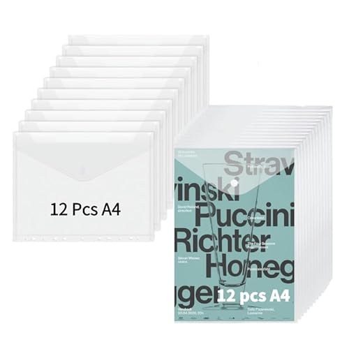 24 Stück Dokumententasche A4 Abheftbar Transparente Dokumentenmappe,Dokumententasche A4 Abheften Sammelmappe für Schule, Büro, Organisieren von YOUNTHYE