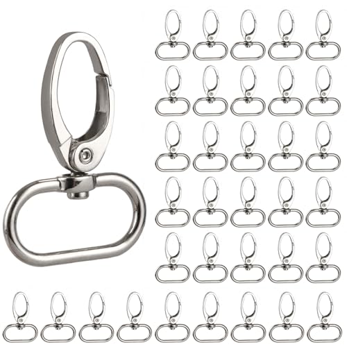 35 Stücke Schlüsselanhänger 25x45mm D-Ringen Silber Karabinerhaken mit Drehgelenk Klein 360° Drehbar Karabinerhaken aus Zinklegierung, Karabinerhaken für Taschen Schwenker Schlüsselring für Schmuck 35 Stücke Schlüsselanhänger 25x45mm D-Ringen Silber Karabinerhaken mit Drehgelenk Klein 360° Drehbar Karabinerhaken aus Zinklegierung, Karabinerhaken für Taschen Schwenker Schlüsselring für Schmuck von YOUNTHYE