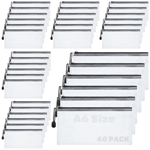 40 Stück Dokumententasche A6 Weiße Dokumententasche Abheftbar Dokumentenmappe A6 mit Reißverschluss Mesh Kunststoff Reißverschlusstasche für Dokumente, Papier, Prüfungsblatt, Kosmetik 40 Stück Dokumententasche A6 Weiße Dokumententasche Abheftbar Dokumentenmappe A6 mit Reißverschluss Mesh Kunststoff Reißverschlusstasche für Dokumente, Papier, Prüfungsblatt, Kosmetik von YOUNTHYE
