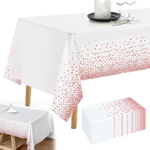 YOUNTHYE 12 Stück Tischdecken, Rosegold Dot und Weiß Einweg Tischdecke, 137 x 274 cm Rechteckiger Confetti Geburtstag Tischdecke, Kunststoff wasserdichte Tischdecke für Party, Hochzeit, Weihnachten YOUNTHYE 12 Stück Tischdecken, Rosegold Dot und Weiß Einweg Tischdecke, 137 x 274 cm Rechteckiger Confetti Geburtstag Tischdecke, Kunststoff wasserdichte Tischdecke für Party, Hochzeit, Weihnachten von YOUNTHYE