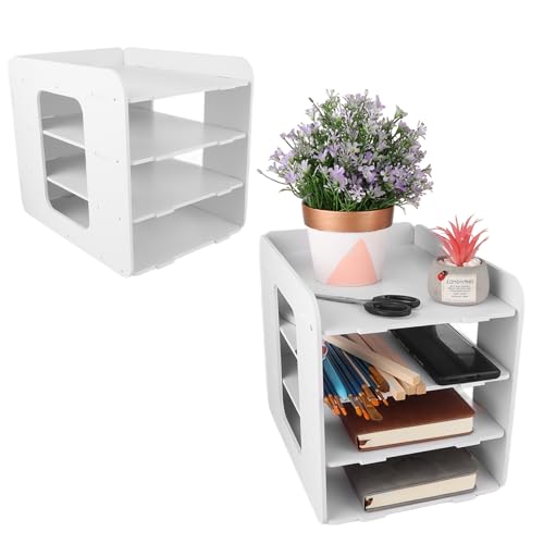 YOUNTHYE 2 Stück Briefablage A4 Ablage Schreibtisch Ablagefächer Stapelbar Ablage Schreibtisch-Organizer 4-Tier Stapelbar Briefablage A4 Dokumentenablage für Zuhause, Schule von YOUNTHYE