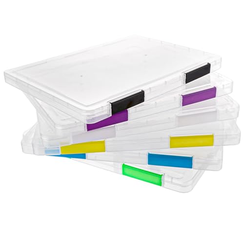 YOUNTHYE 6 Stück A4 Aufbewahrungsbox，Mehrzweck Transparent A4 Dokumentenbox, A4 Durchsichtige Organizer mit verriegelbaren Deckeln für die Aufbewahrung von Bürounterlagen & Schulmaterial von YOUNTHYE