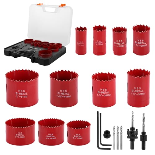 YOUNTHYE Lochsägen-Set, 19-teilig, Bimetall, M42, Lochsägen-Set, 19 mm - 68 mm, Lochschneider-Set mit Spanndornen, Adaptern, Sechskantschaft für Holz, Gipskarton, Weichmetall und Kunststoff YOUNTHYE Lochsägen-Set, 19-teilig, Bimetall, M42, Lochsägen-Set, 19 mm - 68 mm, Lochschneider-Set mit Spanndornen, Adaptern, Sechskantschaft für Holz, Gipskarton, Weichmetall und Kunststoff von YOUNTHYE