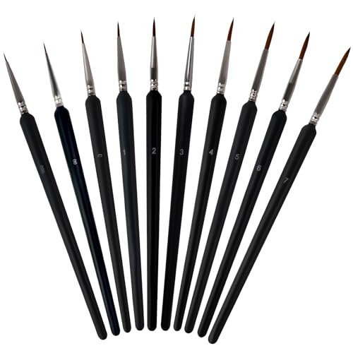 YOURKAY Feine Pinsel Set 10 Stück, Acryl & Aquarell Detail Pinsel für Modellbau, Nagelkunst & Malen nach Zahlen,Hochwertige Miniaturpinsel mit Rutschfestem Griff,Ideal für Profis & Anfänger YOURKAY Feine Pinsel Set 10 Stück, Acryl & Aquarell Detail Pinsel für Modellbau, Nagelkunst & Malen nach Zahlen,Hochwertige Miniaturpinsel mit Rutschfestem Griff,Ideal für Profis & Anfänger von YOURKAY
