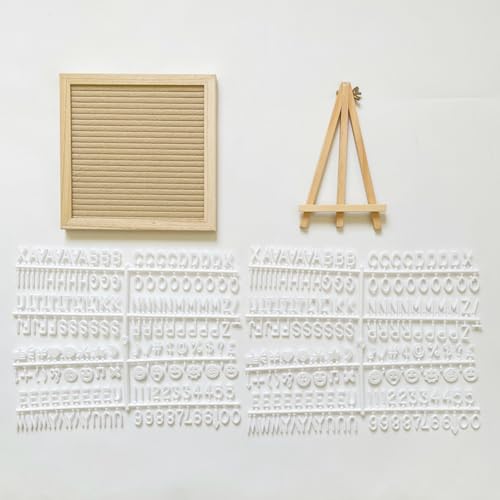 Filz-Buchstabenbrett mit Ständer, austauschbare Buchstabentafeln mit 340 Buchstaben, Holzrahmen, Nachrichten, Staffelei, Kork-Memotafeln für Heimdekoration (Beige) von YOUROU