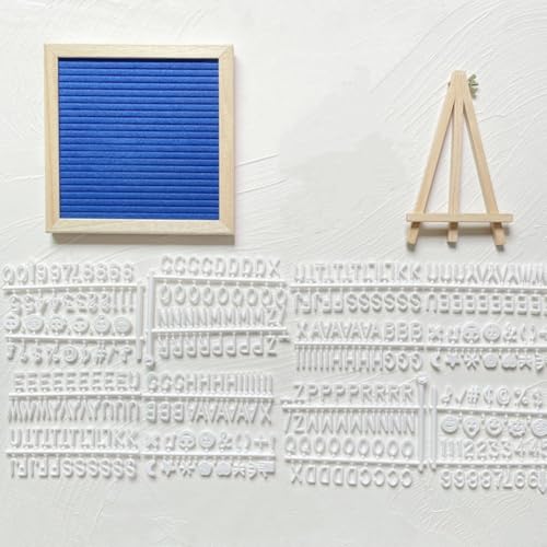 Filz-Buchstabenbrett mit Ständer, austauschbare Buchstabentafeln mit 340 Buchstaben, Holzrahmen, Nachrichten, Staffelei, Kork-Memotafeln für Heimdekoration (blau) von YOUROU