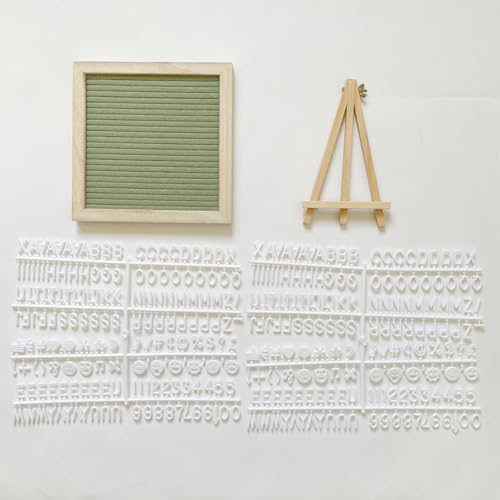 Filz-Buchstabenbrett mit Ständer, austauschbare Buchstabentafeln mit 340 Buchstaben, Holzrahmen, Nachrichten, Staffelei, Kork-Memotafeln für Heimdekoration (grün) von YOUROU