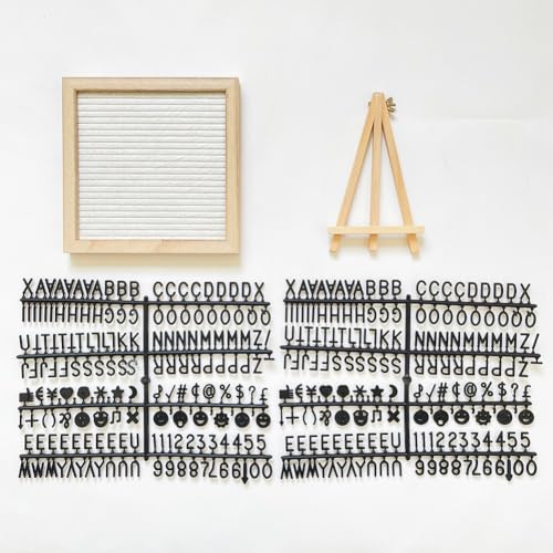 Filz-Buchstabenbrett mit Ständer, austauschbare Buchstabentafeln mit 340 Buchstaben, Holzrahmen, Nachrichten, Staffelei, Kork-Memotafeln für Heimdekoration (weiß) von YOUROU