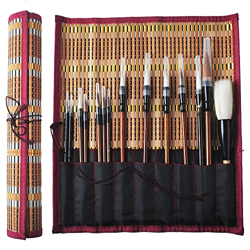 YOUUGIOR 14 Stück chinesische Kalligraphie-Pinsel + 1 aufrollbarer Pinselhalter-Set für japanische chinesische Sumi-Malerei, Zeichnen, Kanji-Kunst, Aquarellfarben YOUUGIOR 14 Stück chinesische Kalligraphie-Pinsel + 1 aufrollbarer Pinselhalter-Set für japanische chinesische Sumi-Malerei, Zeichnen, Kanji-Kunst, Aquarellfarben von YOUUGIOR