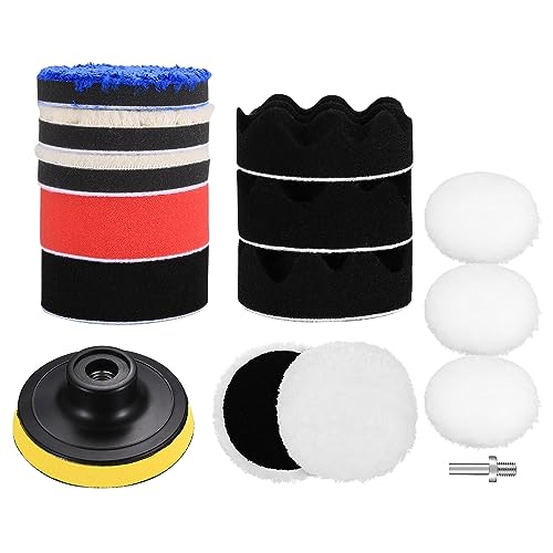 Auto Polierschwamm Set, 15 Stk Auto Polierpads, Polierschwämme Pads Polieraufsatz, Polierpads Schwämme Wolle Polierset für Poliermaschine Bohrmaschine Schleifmaschine von YOUYIDUN