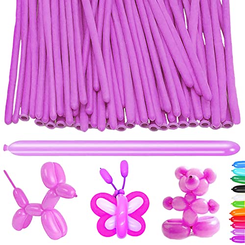 100 Stück Modellierballons, Lange Luftballons zum Formen, Modellier Luftballons für Tiere, Magischer Ballon, für Geburtstage Veranstaltungen Dekoration,Partys,Hochzeiten (Violett) von YOUYIKE