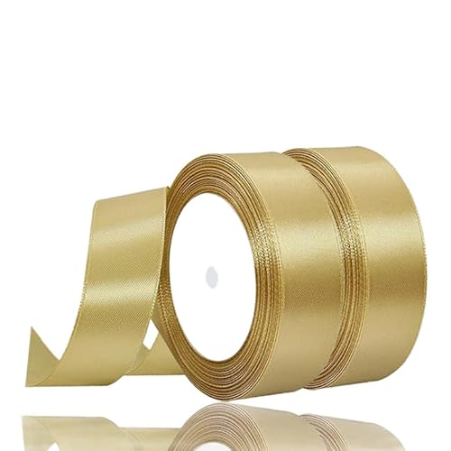 2 Rollen Satinband Gold, 22 Meters Geschenkband Breit 25mm, Geschenkband Hochzeit Stoff, Schleifenband Gold, Geschenk Band Geschenkbänder für Taufe Geburtstag Deko Geschenkverpackung 2 Rollen Satinband Gold, 22 Meters Geschenkband Breit 25mm, Geschenkband Hochzeit Stoff, Schleifenband Gold, Geschenk Band Geschenkbänder für Taufe Geburtstag Deko Geschenkverpackung von YOUYIKE