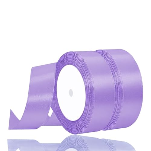 2 Rollen Satinband Hellviolett, 22 Meters Geschenkband Breit 25mm, Geschenkband Hochzeit Stoff, Schleifenband, Geschenk Band Geschenkbänder für Taufe Geburtstag Deko Geschenkverpackung von YOUYIKE