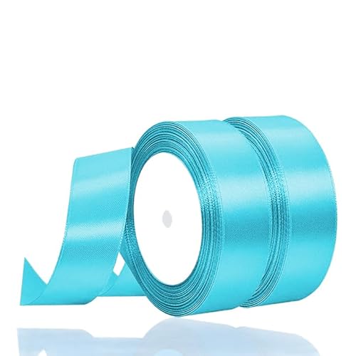 2 Rollen Satinband Himmelblau, 22 Meters Geschenkband Breit 25mm, Geschenkband Hochzeit Stoff, Schleifenband, Geschenk Band Geschenkbänder für Taufe Geburtstag Deko Geschenkverpackung von YOUYIKE