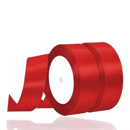 2 Rollen Satinband Rot, 22 Meters Geschenkband Breit 25mm, Geschenkband Hochzeit Stoff, Schleifenband, Rotenes Geschenk Band Geschenkbänder für Taufe Geburtstag Deko Geschenkverpackung von YOUYIKE