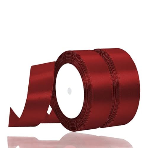 2 Rollen Satinband Rot, 22 Meters Geschenkband Breit 25mm, Geschenkband Hochzeit Stoff, Schleifenband Rot, Rotenes Geschenk Band Geschenkbänder für Taufe Geburtstag Deko Geschenkverpackung von YOUYIKE