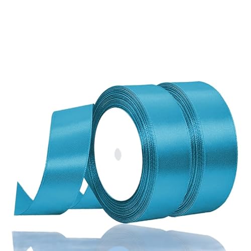 2 Rollen Satinband Blau, 22 Meters Geschenkband Breit 25mm, Geschenkband Hochzeit Stoff, Schleifenband, Geschenk Band Geschenkbänder für Taufe Geburtstag Deko Geschenkverpackung von YOUYIKE