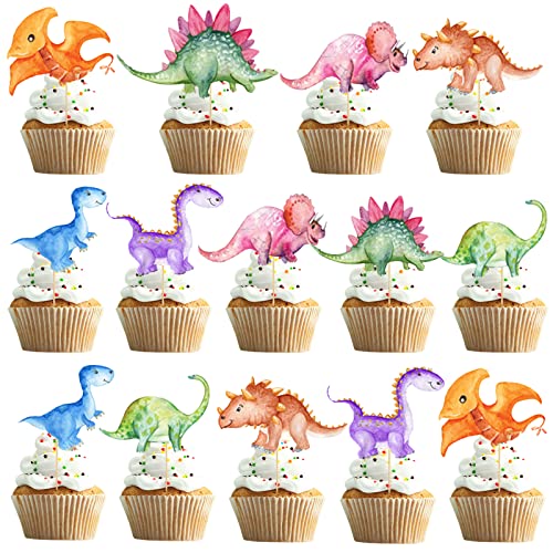 42 Stück Dinosaurier Topper, Dinosaurier Cupcake Topper,Dino Thema Geburtstagstorte Dekoration für Kinder Geburtstag Baby Shower Party Dekorationen Zubehör von YOUYIKE