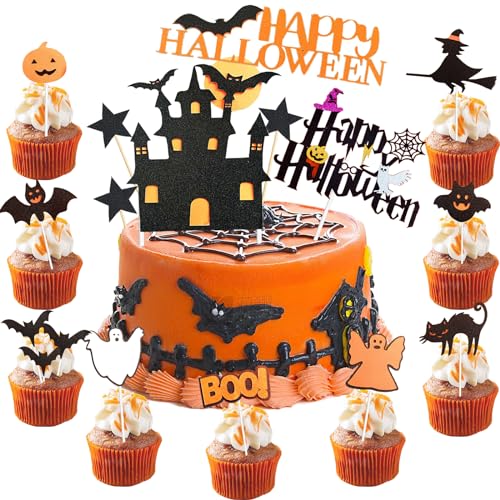 25 Stück Halloween Cupcake Topper, 12 Stile, Kuchendeko Fruit Picks, Halloween Cake Topper Fledermaus Geist Kürbis Spinne Schloss Hexe für Halloween Party Kuchen Essen Käseplatte Vorspeisen Dekor 25 Stück Halloween Cupcake Topper, 12 Stile, Kuchendeko Fruit Picks, Halloween Cake Topper Fledermaus Geist Kürbis Spinne Schloss Hexe für Halloween Party Kuchen Essen Käseplatte Vorspeisen Dekor von YOUYIKE