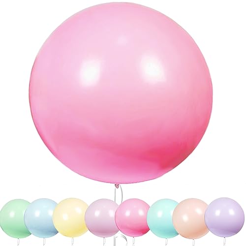 YOUYIKE 36 Zoll Grosse Luftballons Pastell, 8 Stück Riesige Runde Pastell Ballons, 90CM Macaron Rosa Latex Grosse Luftballons für Geburtstag,Hochzeitsfest,Festival,Karnevals (Rosa) von YOUYIKE