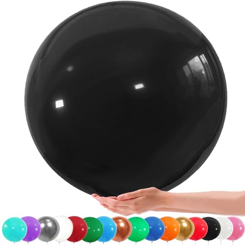 YOUYIKE 36 Zoll Riesen Luftballons, 6 Stück Groß Schwarz Luftballon, 90CM Latex Grosse Luftballons Dekoration für Hochzeit Geburtstag Taufe Babyparty Kindergeburtstag Karnevals Deko von YOUYIKE