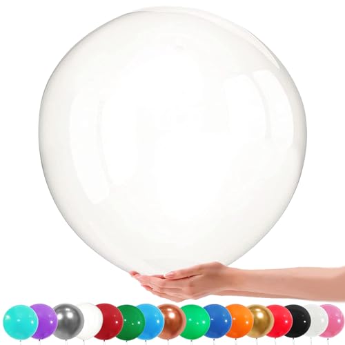 36 Zoll Riesen Luftballons, 6 Stück Groß Luftballon, 90CM Latex Grosse Luftballons Dekoration für Hochzeit Geburtstag Taufe Babyparty Kindergeburtstag Karnevals Deko (Transparenter) von YOUYIKE