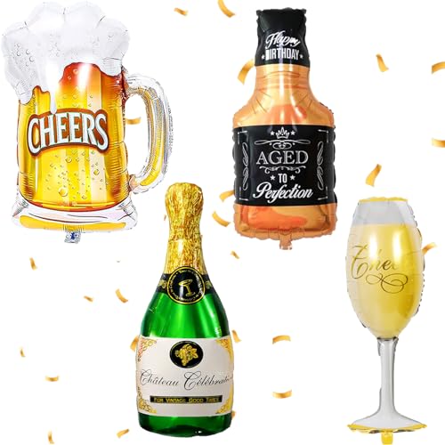 4 Stück Champagner Luftballons, XXL Bier Ballons, Folienballon Champagner, Riesen Wein Flaschen Heliumballon, Whisky Flasche Weinglas für Geburtstag Urlaub Hochzeit Bierthema Party Dekoration 4 Stück Champagner Luftballons, XXL Bier Ballons, Folienballon Champagner, Riesen Wein Flaschen Heliumballon, Whisky Flasche Weinglas für Geburtstag Urlaub Hochzeit Bierthema Party Dekoration von YOUYIKE