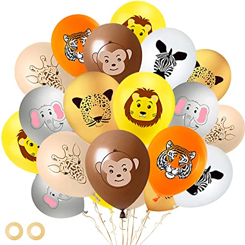 40 Stück Dschungel Luftballons, 12 Zoll Safari luftballon dschungel tiere geburtstagsdeko balloons, Tier Muster Latexballons zum Kinder Dschungel Geburtstag Party Dekoration von YOUYIKE
