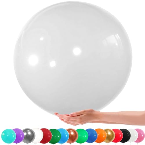 36 Zoll Riesen Luftballons, 6 Stück Groß Weiß Luftballon, 90cm Latex Grosse Luftballons Dekoration für Hochzeit Geburtstag Taufe Babyparty Kindergeburtstag Karnevals Deko von YOUYIKE