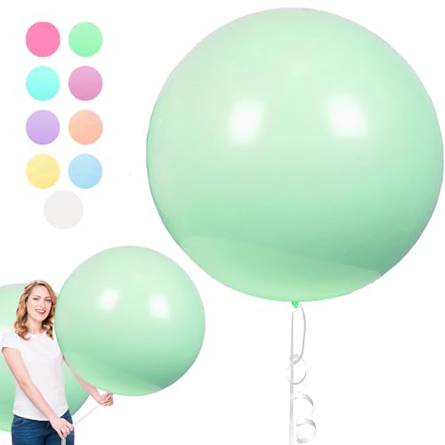 6 Stück Macaron Luftballons, 36 Zoll Grün Luftballons Gross, Riesen Runde Luftballons, Luftballons XXL Groß, Latexballons Gross für Hochzeit Geburtstag TaufeFestival Kinder Party (90cm) von YOUYIKE