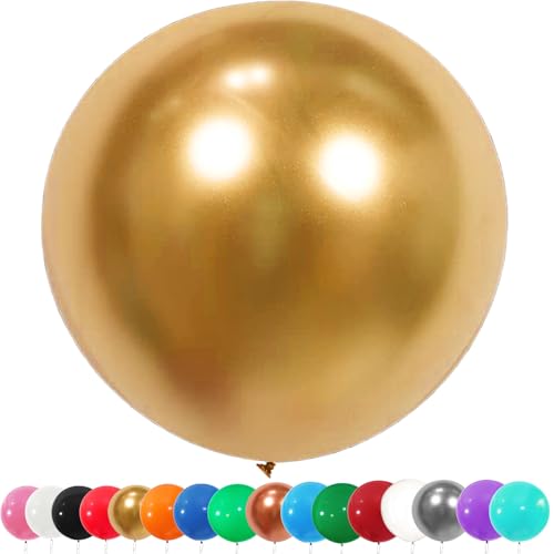 6 Stück Luftballons Gross, 36 Zoll Ballons Groß, Gold Latexballon, Luftballons XXL Groß, Grosse Luftballons XXL, Latex Riesige Ballon, für Hochzeit Babyparty Geburtstag Party Deko(91 cm) von YOUYIKE