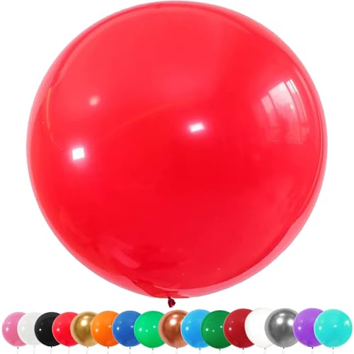 6 Stück Luftballons Gross, 36 Zoll Ballons Groß, Rot Latexballon, Luftballons XXL Groß, Grosse Luftballons XXL, Latex Riesige Ballon, für Hochzeit Babyparty Geburtstag Party Deko(91 cm) von YOUYIKE