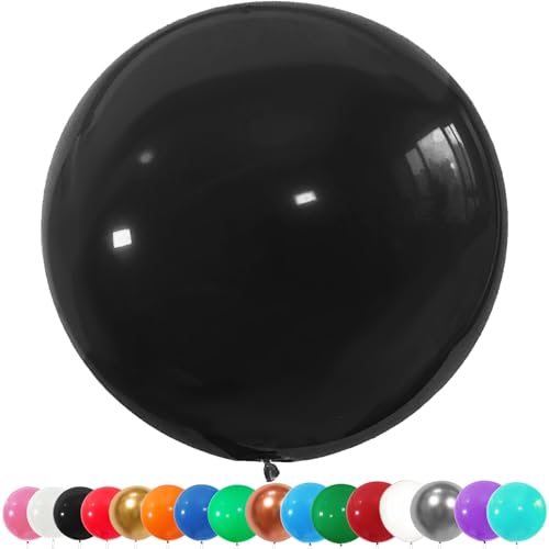 6 Stück Luftballons Gross, 36 Zoll Ballons Groß, Schwarz Latexballon, Luftballons XXL Groß, Grosse Luftballons XXL, Latex Riesige Ballon, für Hochzeit Babyparty Geburtstag Party Deko(91 cm) von YOUYIKE