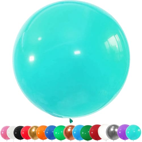 6 Stück Luftballons Gross, 36 Zoll Ballons Groß, Tiffany-Blau Latexballon, Luftballons XXL Groß, Grosse Luftballons XXL, Latex Riesige Ballon, für Hochzeit Babyparty Geburtstag Party Deko(91 cm) von YOUYIKE