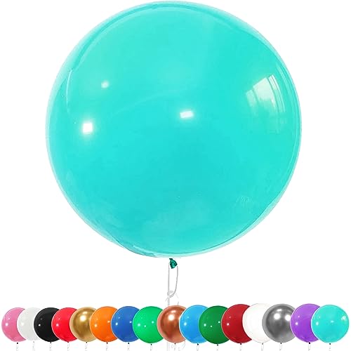 6 Stück Luftballons Gross, 36 Zoll Ballons Groß, Tiffany-Blau Latexballon, Luftballons XXL Groß, Grosse Luftballons XXL, Latex Riesige Ballon, für Hochzeit Babyparty Geburtstag Party Deko(91 cm) von YOUYIKE