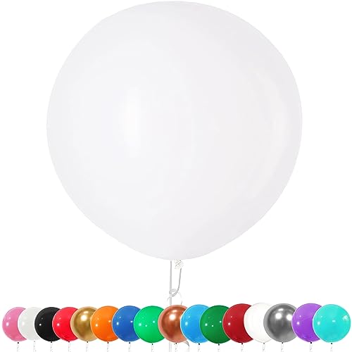6 Stück Luftballons Gross, 36 Zoll Ballons Groß,Weißer Latexballon, Luftballons XXL Groß, Grosse Luftballons XXL, Latex Riesige Ballon, für Hochzeit Babyparty Geburtstag Party Deko(91 cm) von YOUYIKE