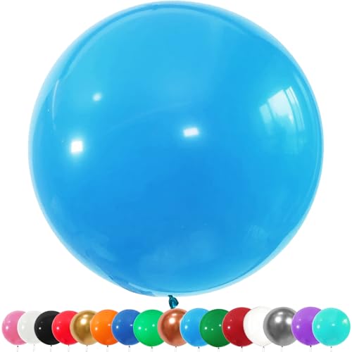 6 Stück Luftballons Gross, 36 Zoll Ballons Groß, Hellblau Latexballon, Luftballons XXL Groß, Grosse Luftballons XXL, Latex Riesige Ballon, für Hochzeit Babyparty Geburtstag Party Deko(91 cm) von YOUYIKE