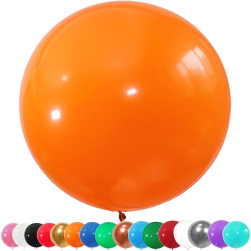 6 Stück Luftballons Gross, 36 Zoll Ballons Groß, Orange Latexballon, Luftballons XXL Groß, Grosse Luftballons XXL, Latex Riesige Ballon, für Hochzeit Babyparty Geburtstag Party Deko(91 cm) von YOUYIKE