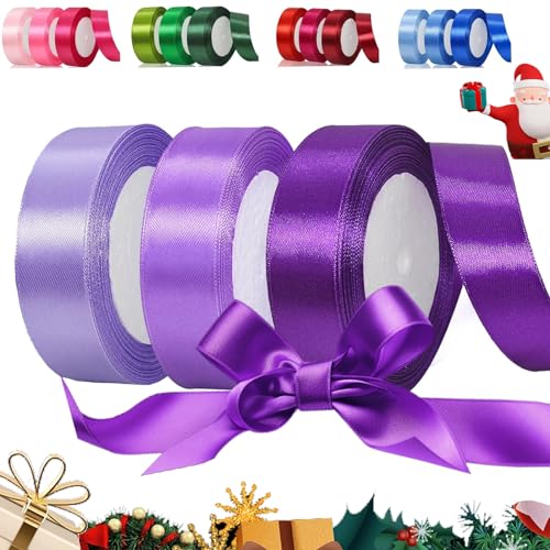 66m Lila Satinband, 25mm Geschenkband Breit, Schleifenband zum Verpacken, Dekoband Party Stoffband zum Geschenkverpackung, Bastelarbeiten, Geburtstag und Hochzeitsdekoration(22m/Roll) von YOUYIKE