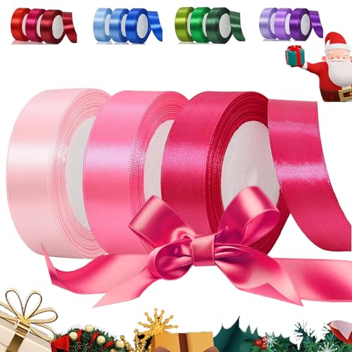 YOUYIKE 66m Rosa Satinband, 25mm Geschenkband Breit, Schleifenband zum Verpacken, Dekoband Party Stoffband zum Geschenkverpackung, Bastelarbeiten, Geburtstag und Hochzeitsdekoration(22m/Roll) von YOUYIKE