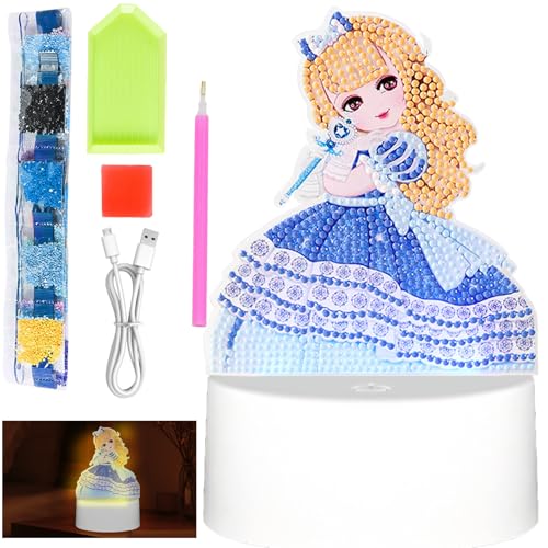 Diamond Painting Lampe Set, Diamond Painting Nachtlicht Bastelset Kinder, Kreative DIY Diamond Painting, Diamond Painting Kinder für Urlaub Geschenk, Geburtstagsgeschenk für Mädchen ab 5-12 Jahre von YOUYIKE